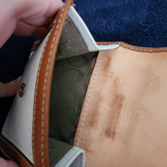 Coach SoHo Leather Handbag & matching Coach SoHo Wallet White Ivory & Tan Brown - Picture 10 of 14